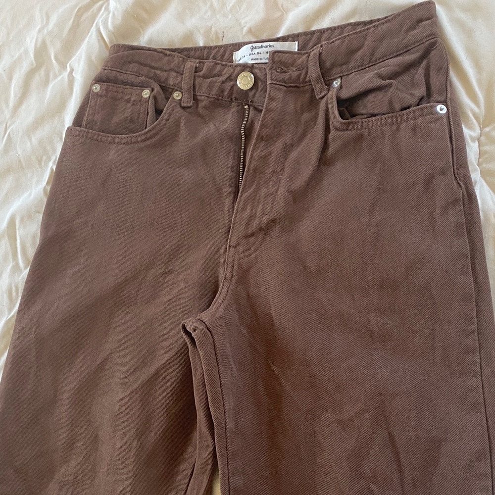 Stradivarius Brown Jeans Knee Slit